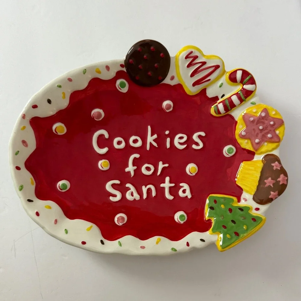 Ganz Cookies for Santa Plate Christmas Holiday Decoration Serving Dish Decor